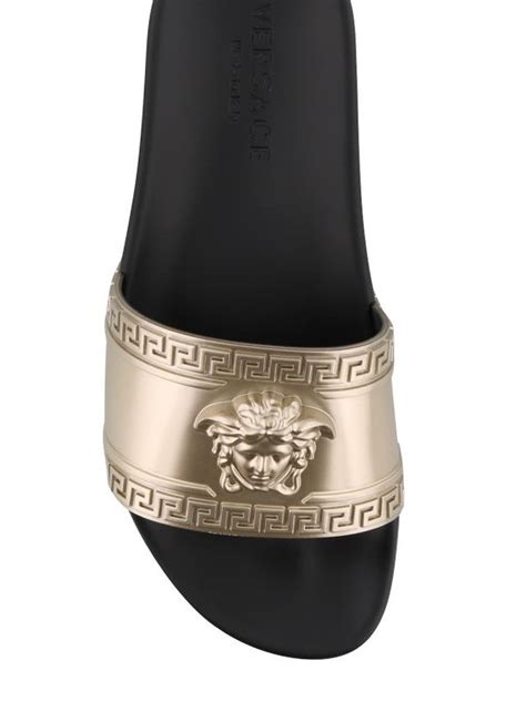 ciabatte versace con gliter|VERSACE Embellished patent.